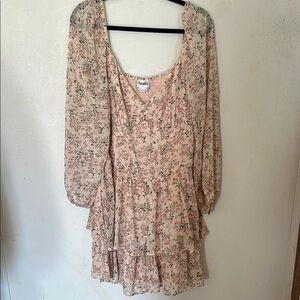 Arula Floral Mini Dress in Pink and Cream